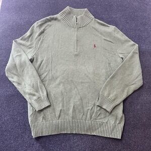 Polo Ralph Lauren Sweater Mens Extra Large Green Quarter Zip‎ Pullover Pony Logo
